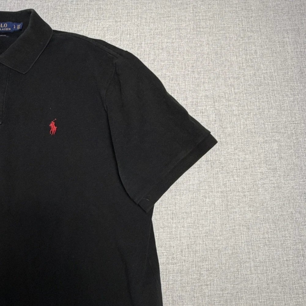 Polo Ralph Lauren Polo Shirt Mens L Black 100% Cotton Short Sleeve Classic Fit